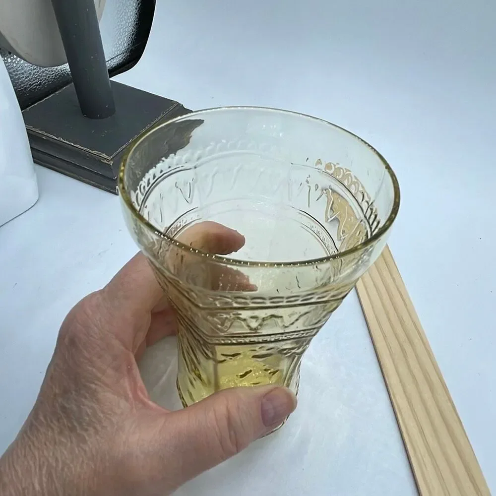 Federal Glass “ Patrician” amber depression glass tumbler.